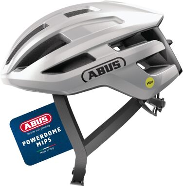 Шолом для велосипеда ABUS PowerDome MIPS - легкий шолом з вентиляцією та захистом від ударів, Made in Italy, для жінок та чоловіків, білий (блискучий білий)
