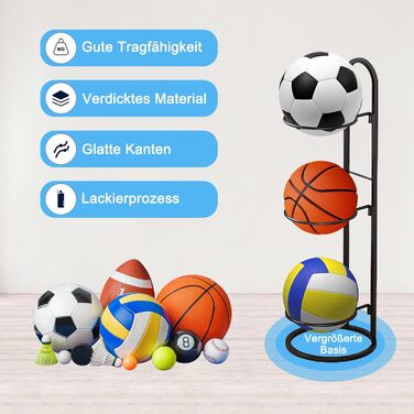 Металевий стенд для зберігання м'ячів: баскетбольних, футбольних, волейбольних (3 яруси)