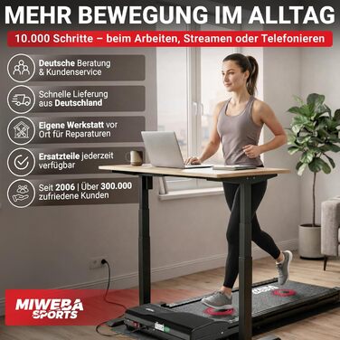 Бігова доріжка Miweba Sports Walking Pad з нахилом - для дому та офісу - 3 роки гарантії