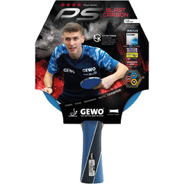 GEWO PS Blast Carbon – професійна ракетка для настільного тенісу з вуглецю, ITTF, швидке покриття GEWO Return Pro, висока обертальність, 1,8 мм, анатомічна ручка
