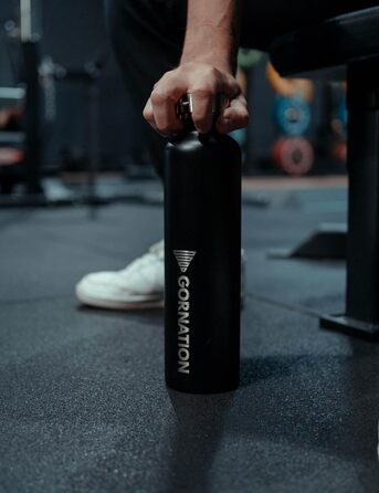 Термос-бутилка GORNATION 1000 мл, нержавіюча сталь, вакуумна ізоляція, BPA-free, для води та напоїв, з ручкою, для спорту, школи, outdoor, матова чорна