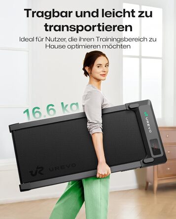 UREVO Smart Walking Pad: Бігова доріжка під стіл з двома амортизаторами, керування через додаток, для дому та офісу