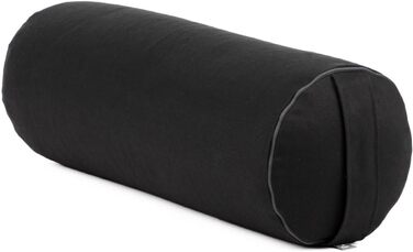 Болстер для йоги Bodhi ECO, круглий, 100% біобавовна, наповнювач - органічна лузга спельти, чорний, 65x20 см, знімний чохол, для відновлювальної йоги