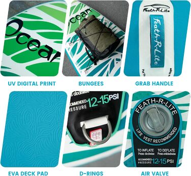 Надувна SUP-дошка FunWater для дорослих, комплект: весло, насос, рюкзак, шнур, водонепроникна сумка, для серфінгу та океану