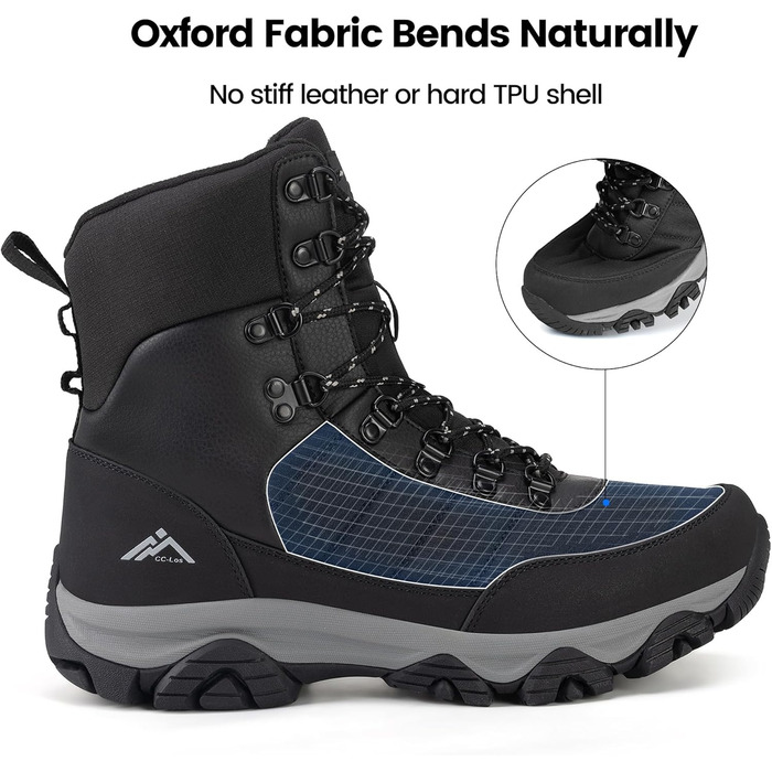 Чоловічі зимові черевики CC-Los водонепроникні | Зимові черевики для ходьби та снігу | Розміри 40-48 | Чорний, сірий