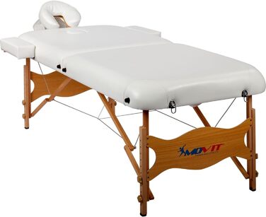 Масажний стіл MOVIT Deluxe XXL 80 см, 8 см, дерев'яний, білий, екологічний, з сумкою