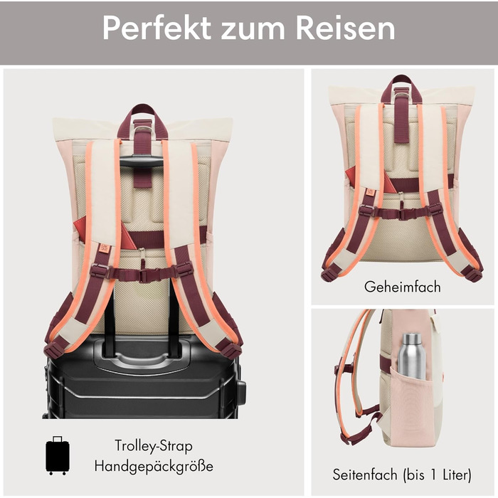 Рюкзак LARKSON Rolltop для жінок і чоловіків з відділенням для ноутбука, універсальний для навчання, роботи та велосипеда, великий водовідштовхувальний туристичний рюкзак