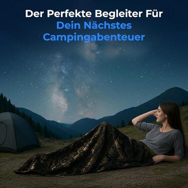 Спальний мішок SereneLife Mumienschlaф – легкий, теплий та водонепроникний для зими та холодних умов, ізоляція від -15 до 12 °C, гладкий блискавчик, компактний компресійний мішок, подушка для подорожей, для кемпінгу та відпочинку на природі (Real Tree)