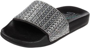 Сліпони жіночі Skechers 39 EU, чорні, з канвасу та оздобленням стразами