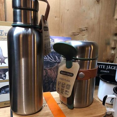 Термос пляшка Black+Blum 750 мл, олива, нержавіюча сталь, веганська шкіра