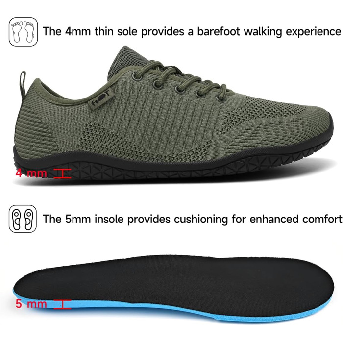 Geweo Взуття для пішохідних прогулянок (Barfuss Schuhe) для жінок та чоловіків: легкі, дихаючі, з широкою передньою частиною та Zero-Drop підошвою, розмір 37-47