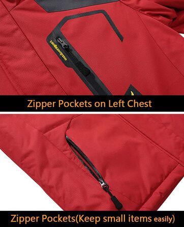 Чоловіча зимова куртка EKLENTSON: водонепроникна, вітронепроникна, з підкладкою, для туризму та активного відпочинку, 4 кишені, червона