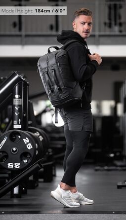 Спортивна сумка-рюкзак Fitgriff 25 л з відділенням для взуття та ноутбука, чорна, для чоловіків і жінок, для тренувань, фітнесу та подорожей