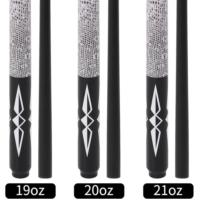 Більярдні кийки Dysdensa з фібергласу та графіту, вага 510-595 г, довжина 147 см, білі (3 шт.)