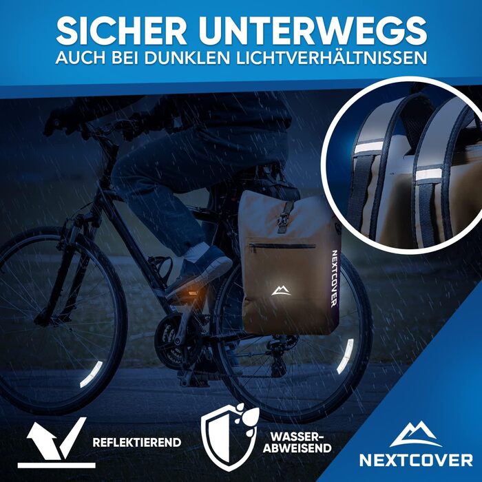 Nextcover® NEU 3в1 велосипедна сумка на багажник Aquashield – водонепроникна сумка-рюкзак 25 л, жовта