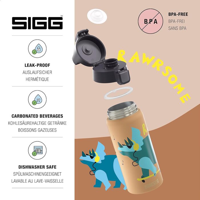 Термос-бутилка SIGG Shield ONE для дітей, ізольована, 0,5 л, для газованих напоїв, герметична, легка, BPA-free, дизайн Rawsome