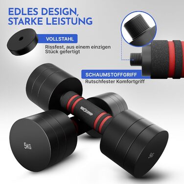 Набір гантелей Neolymp 2шт, регульовані 1,75-10 кг – сталеві гантелі, компактний набір, пінопластова ручка, чорний хром, 2 x 1,75 - 5 KG