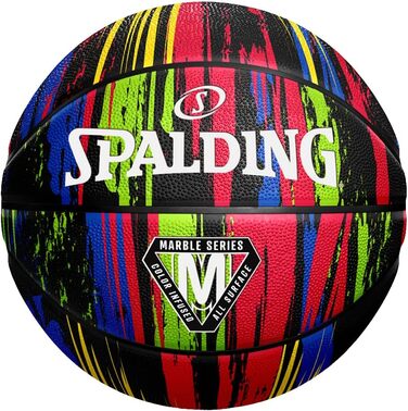 Баскетбольний м'яч Spalding Marble Sz7 для дорослих, чорний з райдужним малюнком