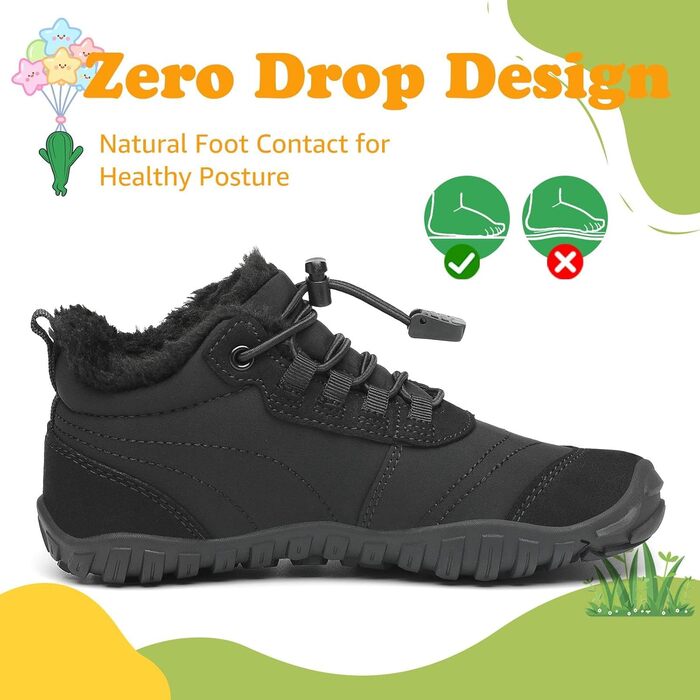 Дитячі зимові шкарпетки-черевики Saguaro, теплі, з підкладкою, для прогулянок, розмір 26-36 (32 EU), чорний