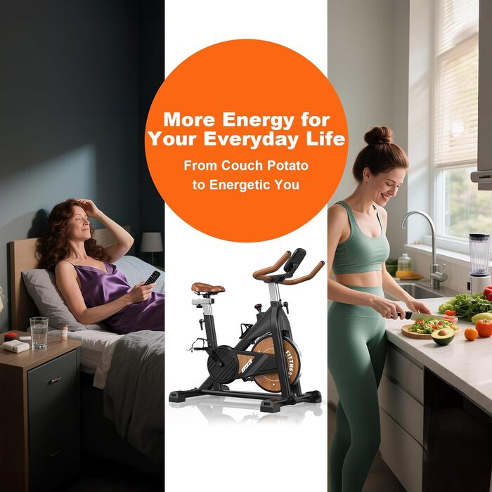 Велотренажер з Bluetooth: велотренажер з магнітним опором, фітнес-велосипед для дому з LCD-дисплеєм, до 160 кг, чорний