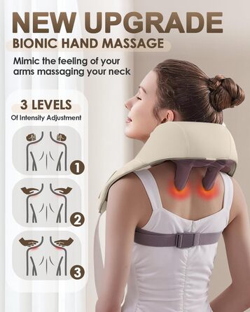 Масажер для шиї Zumghigh з зарядкою Type-C та портативним дизайном, 6D масажер для шиї та плечей для зняття болю, з підігрівом для дому, авто, офісу