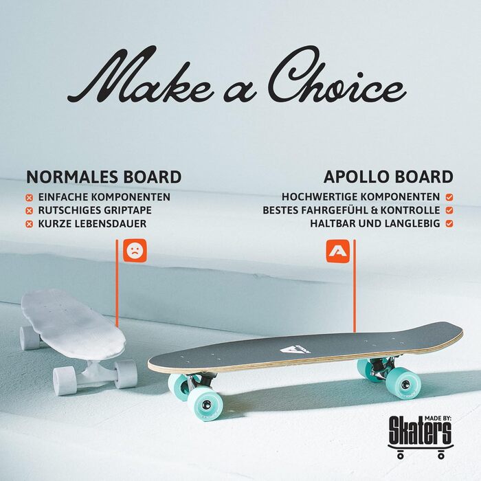 Міні-лонгборд Apollo Mini-Longboard 70см (30x8) Savaii – дерев'яний круїзер з ABEC 9 підшипниками
