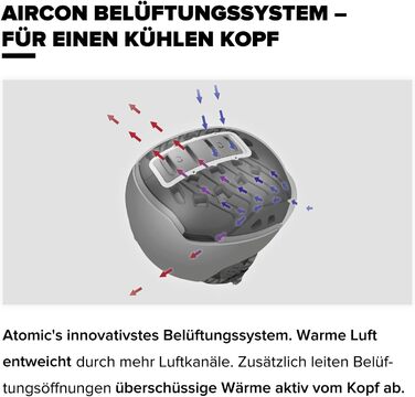 Гірськолижний шолом ATOMIC Revent синій, розмір L, унісекс, для дорослих, регульована посадка, високий захист від ударів, вентиляція, обхват голови 59-63 см