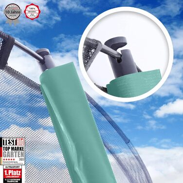 Трамплін Ultrasport Deluxe, Ø 244/305/366/430 см, сертифікований TÜV Rheinland + GS, повний комплект, круглий садовий трамплін, з м'якими стійками, сіткою безпеки та захисним бордюром (Deluxe - Ø 366 см)