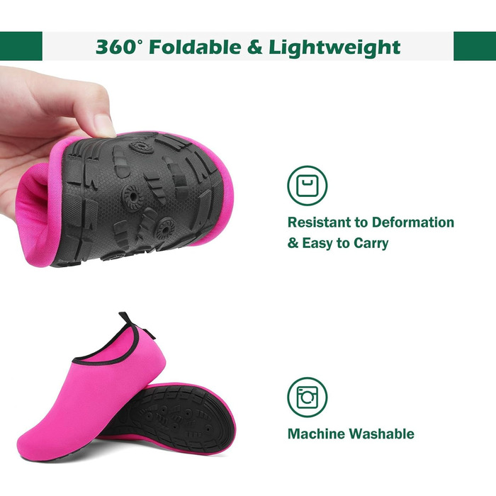 Шкарпетки для душу SAGUARO 7 отворів, швидко сохнуть, не слизькі, для чоловіків та жінок, розмір 36-47 (36/37 EU, Рожево-рожевий)