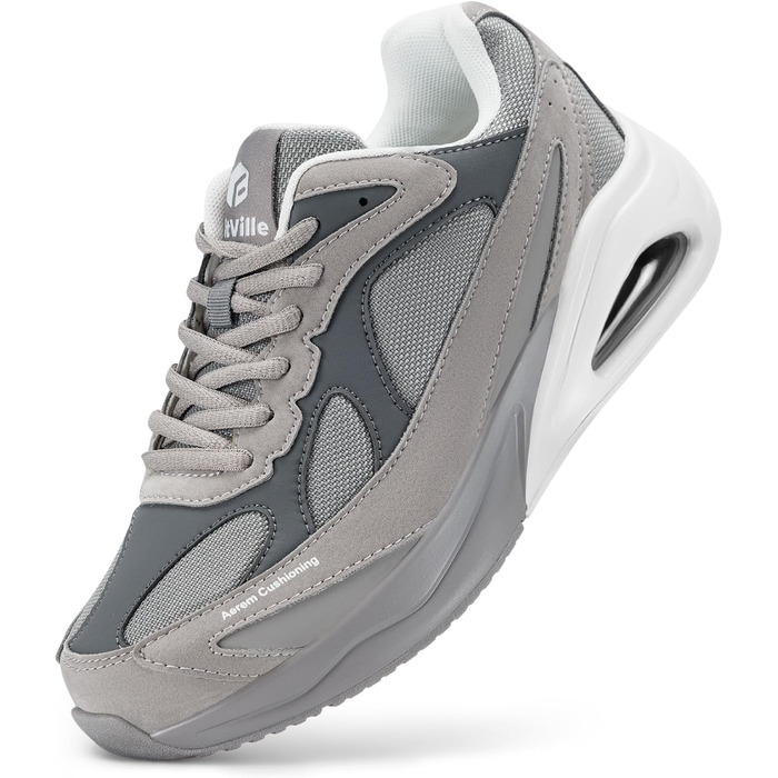 Жіночі кросівки FitVille для бігу та фітнесу, широка колодка, повітряна амортизація, сірі, 38.5 EU