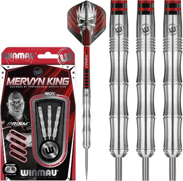 Дартс WINMAU Champions Mervyn King 22г, професійний, вольфрамовий, сталевий наконечник, набір з хвостовиками та оперенням