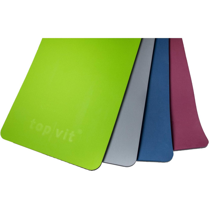 Гімнастичний килимок top | vit® 190x60x1,5 см, без латексу, нековзкий, міцний, для фітнесу, яблучний/антрацит
