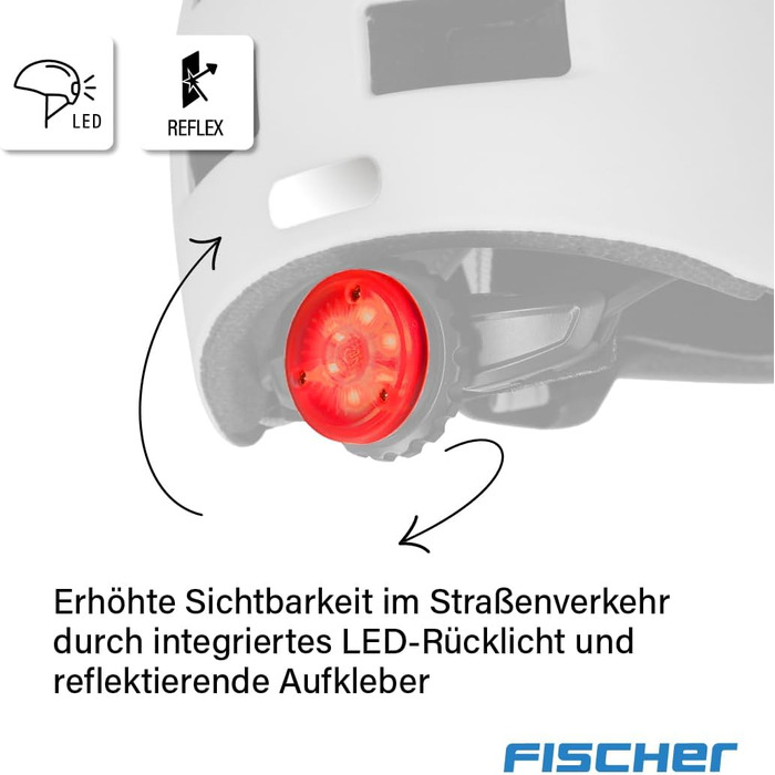 Дитячий велосипедний шолом FISCHER BMX з LED підсвіткою, шолом для велосипеда та дерт-байка