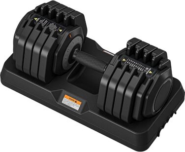 Дріпекс Набір гантелей, 11 кг/24,5 кг/41 кг: короткі гантелі з антиковзним покриттям, регульовані диски та підставка, фітнес-гантелі (одна або пара, 41 кг x1, 10 рівнів регулювання)