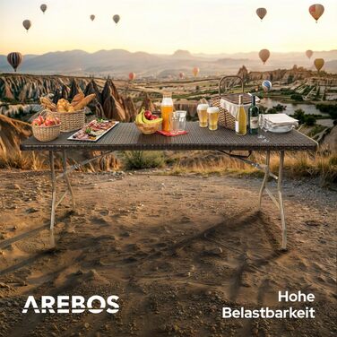 Складаний садовий стіл Arebos Buffettisch 182x74x74 см - чорний | для 8 осіб | з ручкою для перенесення