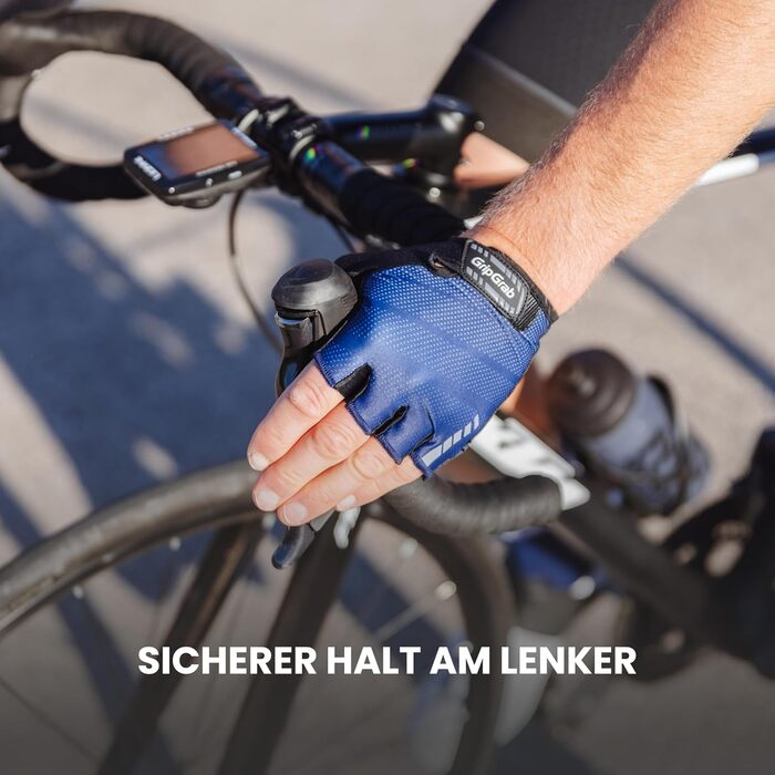 Велоперчатки GripGrab Rouleur Einsteiger (короткі пальці, XXL, темно-сині) з гелевими вставками для комфорту