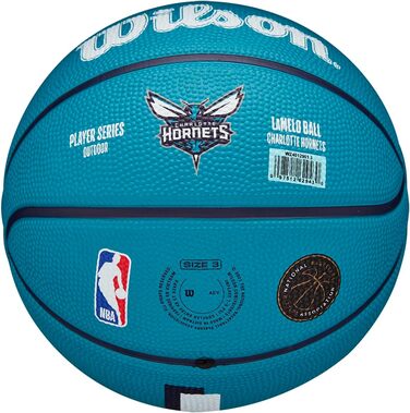 Баскетбольний м'яч Wilson NBA Player Icon для вулиці, розмір 7 (74,9 см) та міні-розмір 3, LaMelo Ball