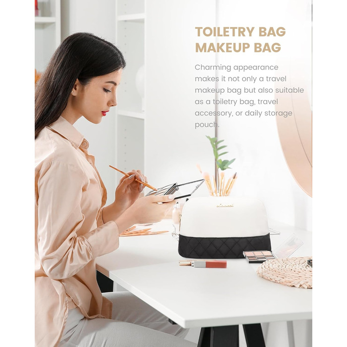 Сумка-мішок LOVEVOOK для жінок: дорожня, спортивна, з відділенням для взуття та мокрих речей, 2 шт. (35л, бежевий/чорний)