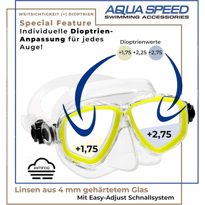 Дайвінг-маска Aqua Speed OPTIC PRO з оптичними лінзами під індивідуальну діоптрійність, для підводного плавання