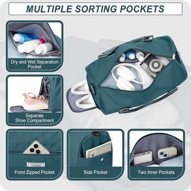 Спортивна сумка-мішок для жінок та чоловіків з відділенням для взуття та мокрих речей. Ідеальна для подорожей, фітнесу, тренувань та плавання. Колір: Павич