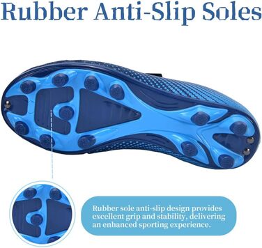Дитячі футбольні бутси для хлопчиків та дівчаток, бутси з шипами для твердого поля, дитячі футбольні кросівки, спортивне взуття для тренувань та занять на відкритому повітрі, дихаючі, антиковзкі, унісекс, розмір 28-37 (37 EU, блакитні)