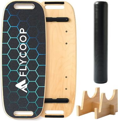 Дошка для балансу Flycoop, дерев'яна, для дорослих, indoorboard, серфінг в приміщенні, trickboard, чорний колір