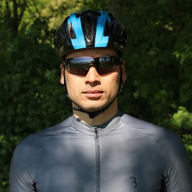 Велошолом BBB Cycling Condor для дорослих, унісекс, чорний/синій, розмір M (54-58 см), знімний візор, сітка від комах, для MTB і шосе