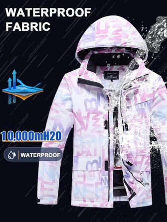Модна жіноча гірськолижна куртка та штани, водонепроникні, вітронепроникні, кольорові, з принтом, рожевий, розмір M
