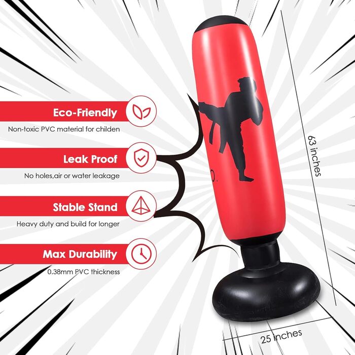Надувний боксерський мішок MEYDLL для дітей 160 см з насосом та рукавичками для карате та кікбоксингу