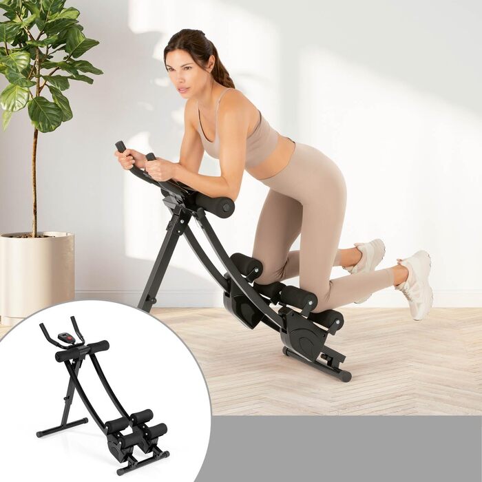 Тренажер для пресу VITALmaxx Fitmaxx 5/Abmaxx 6 з комп'ютером, фітнес-обладнання для початківців і досвідчених, 5 рівнів складності, складаний, для всього тіла