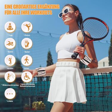 Набір обтяжувачів для ніг та рук BECOJADDE (0.45kg/0.9kg) - 2 шт. Регульовані манжети для занять фітнесом, йогою, пілатесом, ходьбою, бігом. Підходять для жінок та чоловіків. Колір: бежевий. Вага пари: 1.8 кг