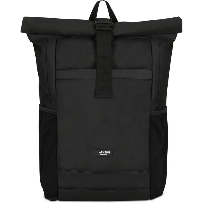 Рюкзак LARKSON Rolltop для чоловіків і жінок, чорний, великий, для школи, університету, велосипеда, 16-дюймове відділення для ноутбука, водовідштовхувальний, антивикрадальний, екологічний