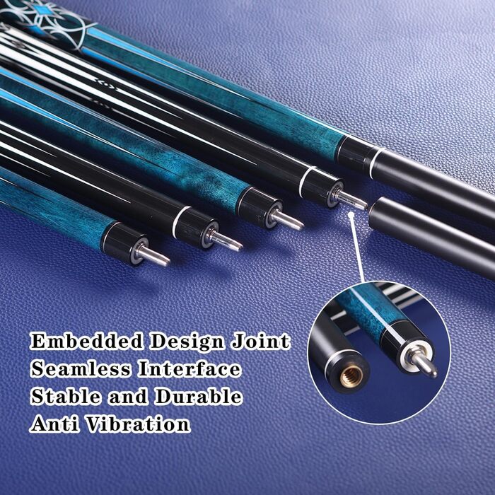 Більярдний кий 58 дюймів з фібергласу, професійний, низька дефлекція, 13 мм наконечник, модель S