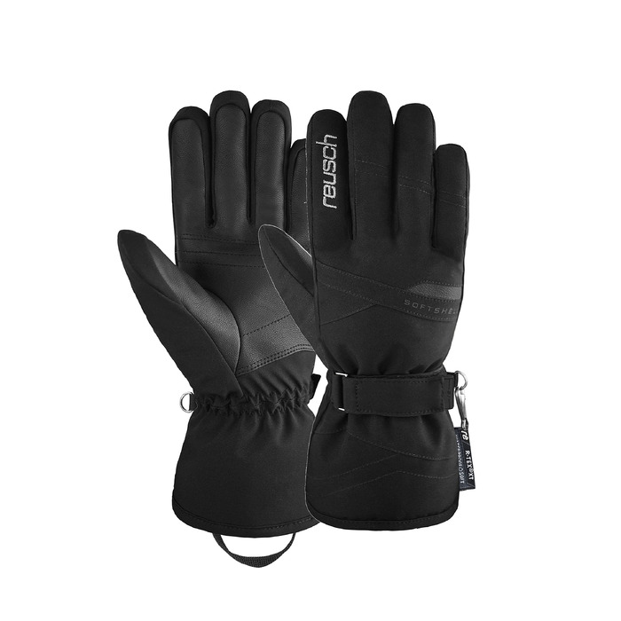 Жіночі гірськолижні рукавички Reusch Softshell, водонепроникні та теплі, чорно-сріблясті, розмір 6.5